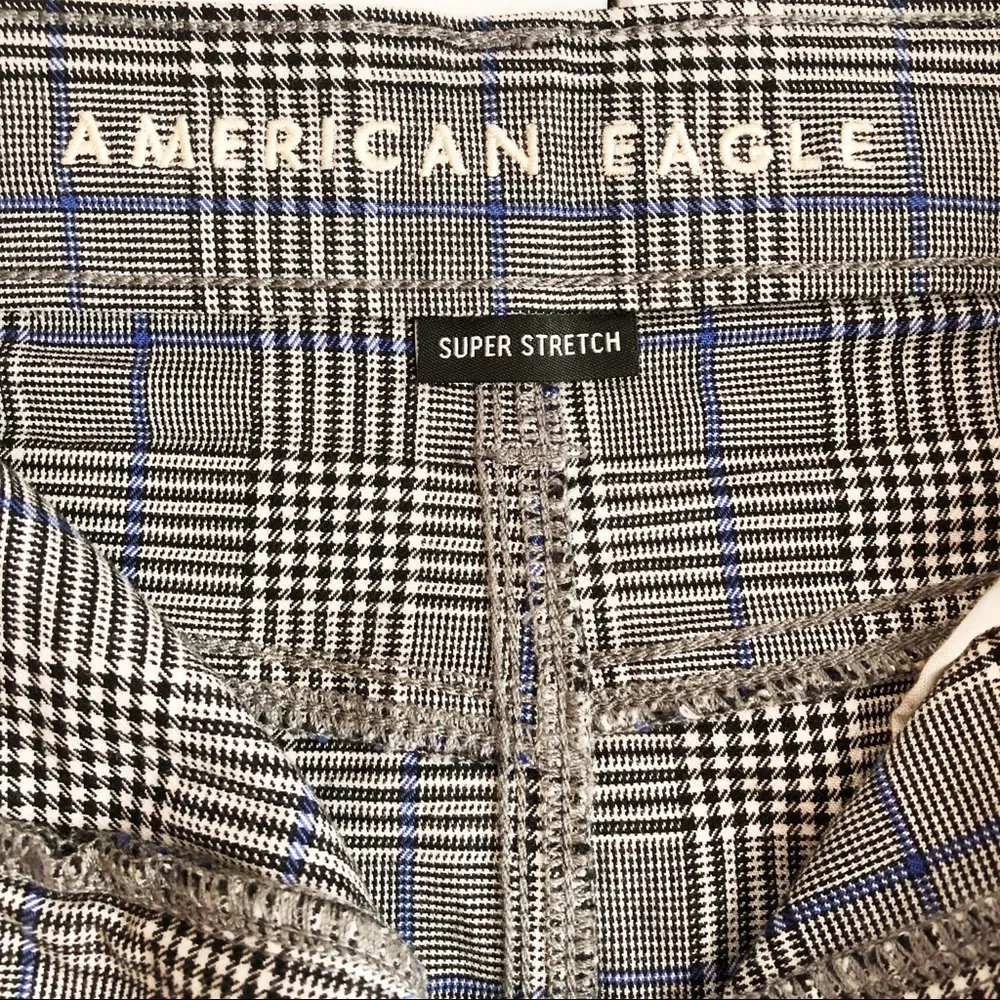 American Eagle Preppy Gray Plaid Super Stretch Hi-Rise Mini Skirt 8